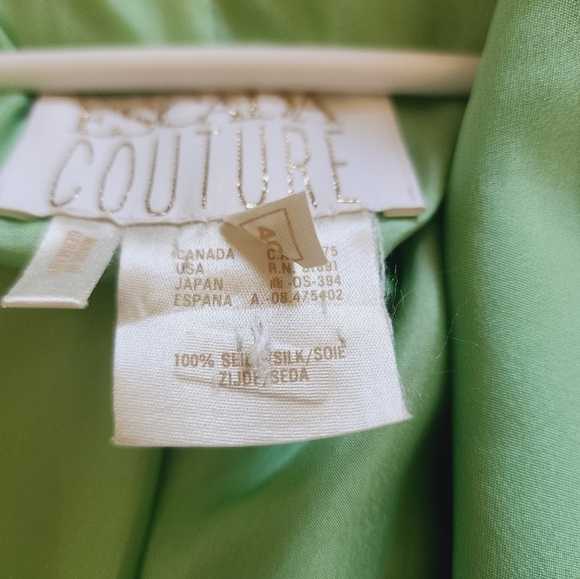 Vintage ESCADA COUTURE Silk Mint Green Jacket Blazer Coat size 40/Med - Picture 4 of 7